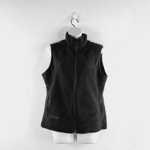 Columbia Womens Black Full Zip Sleeveless Collared Vest Sweater Size Medium